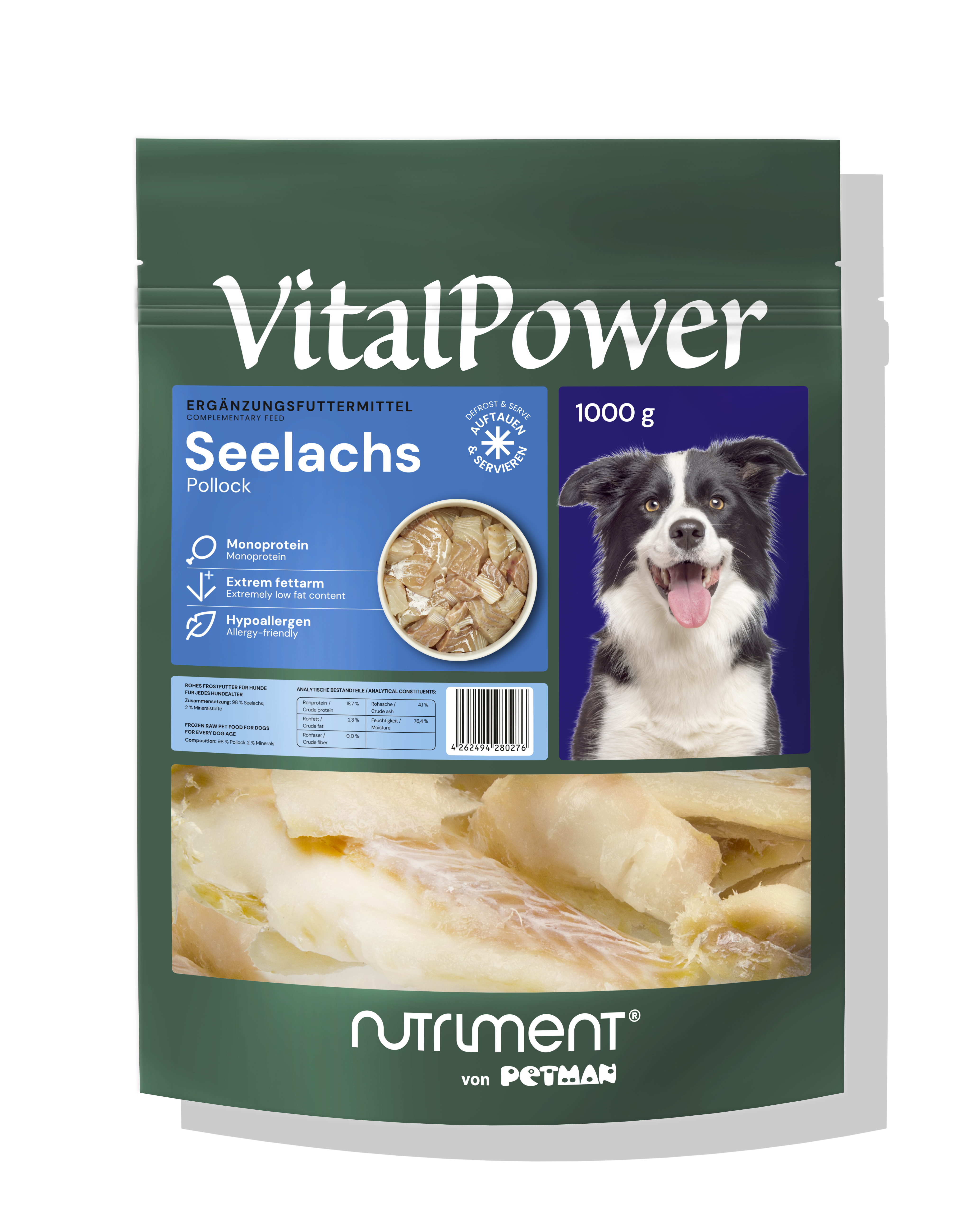 PETMAN Vital Power Seelachs, 6 x 1000g-Beutel VitalPower Hund Seelachs