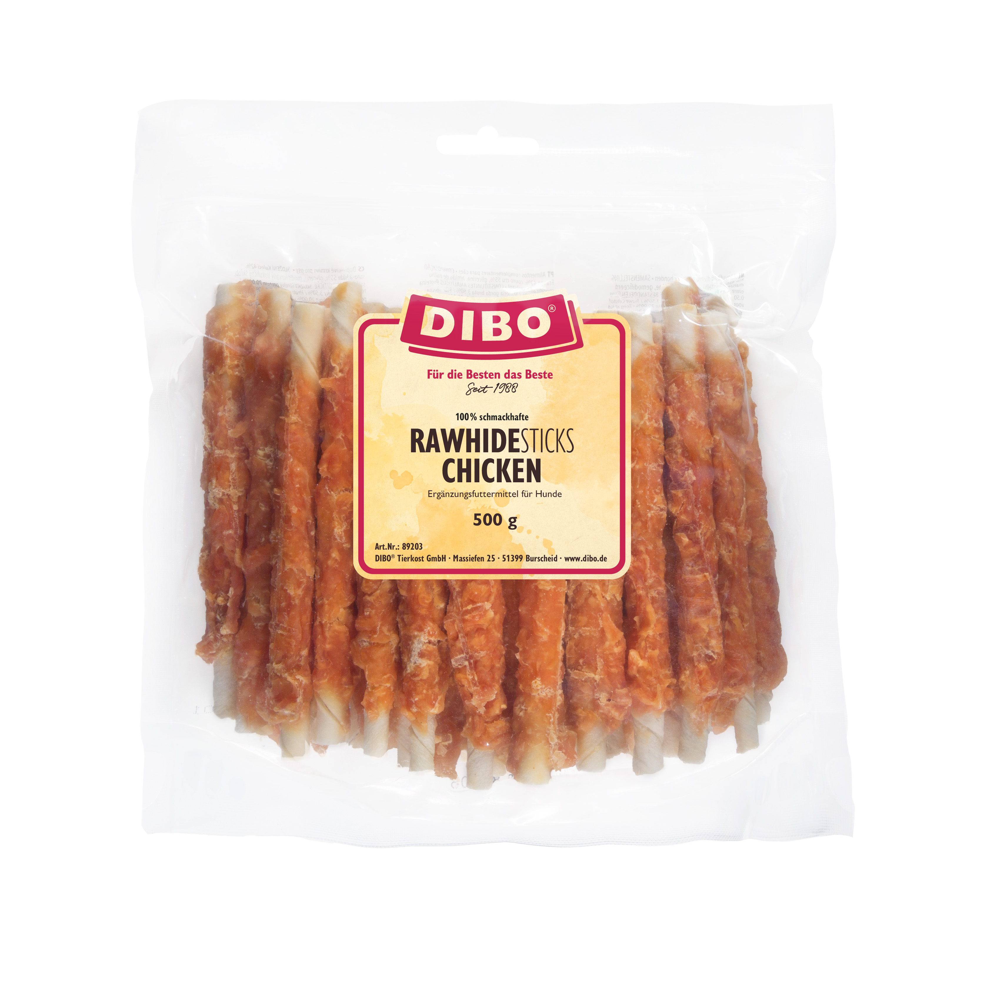 DIBO RawHide Sticks Chicken, 500g-Beutel