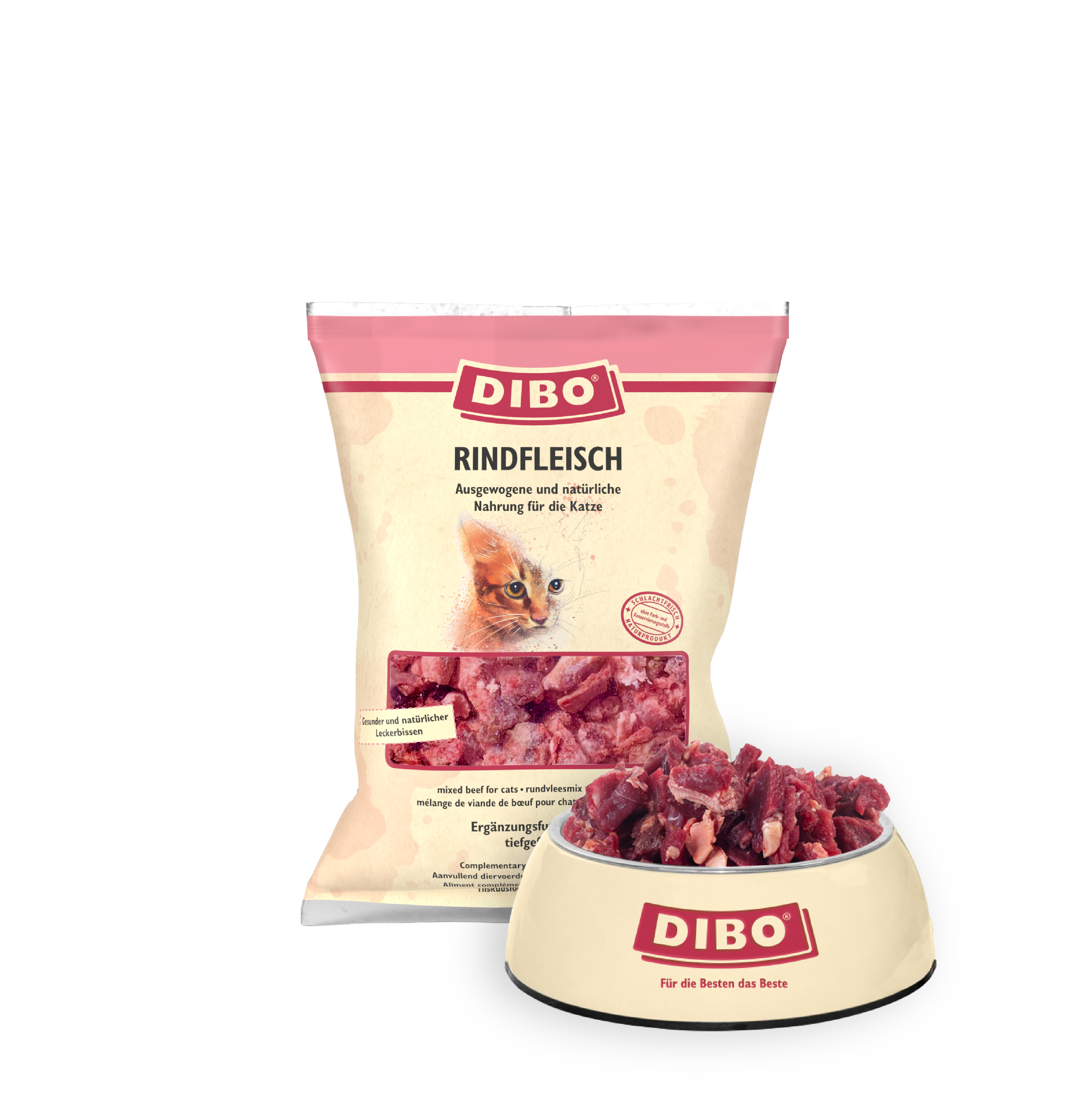 DIBO Rindfleisch für Katzen, 24x 500g-Beutel
