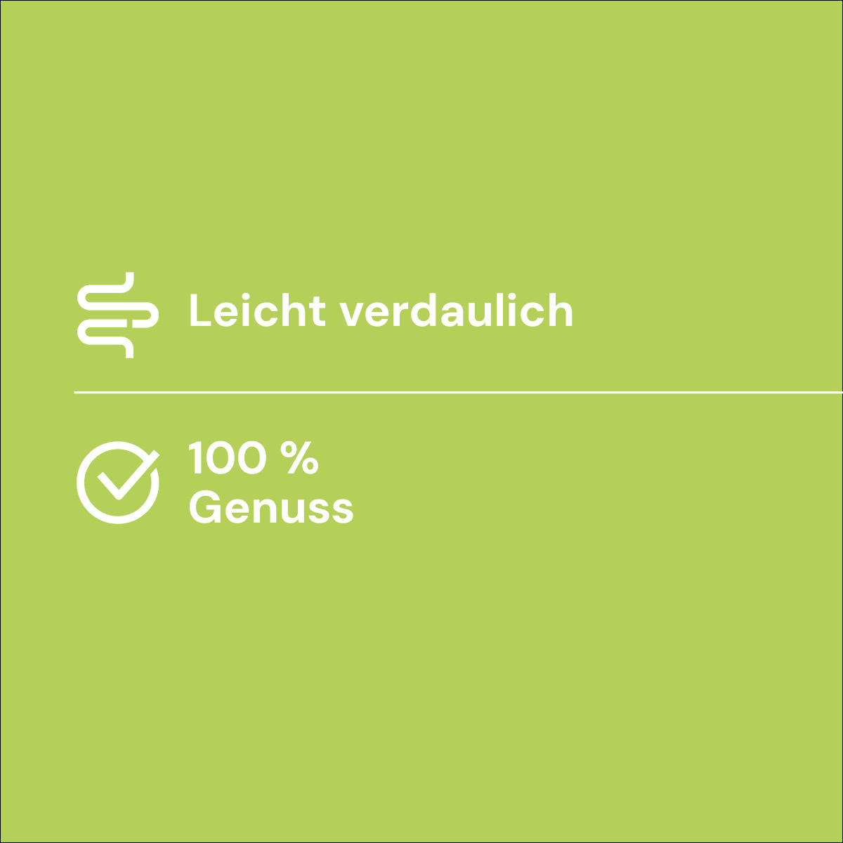 Nutriment Compact KANINCHEN Grüne Grafik mit den Texten Leicht verdaulich und 100 % Genuss mit passenden Symbolen