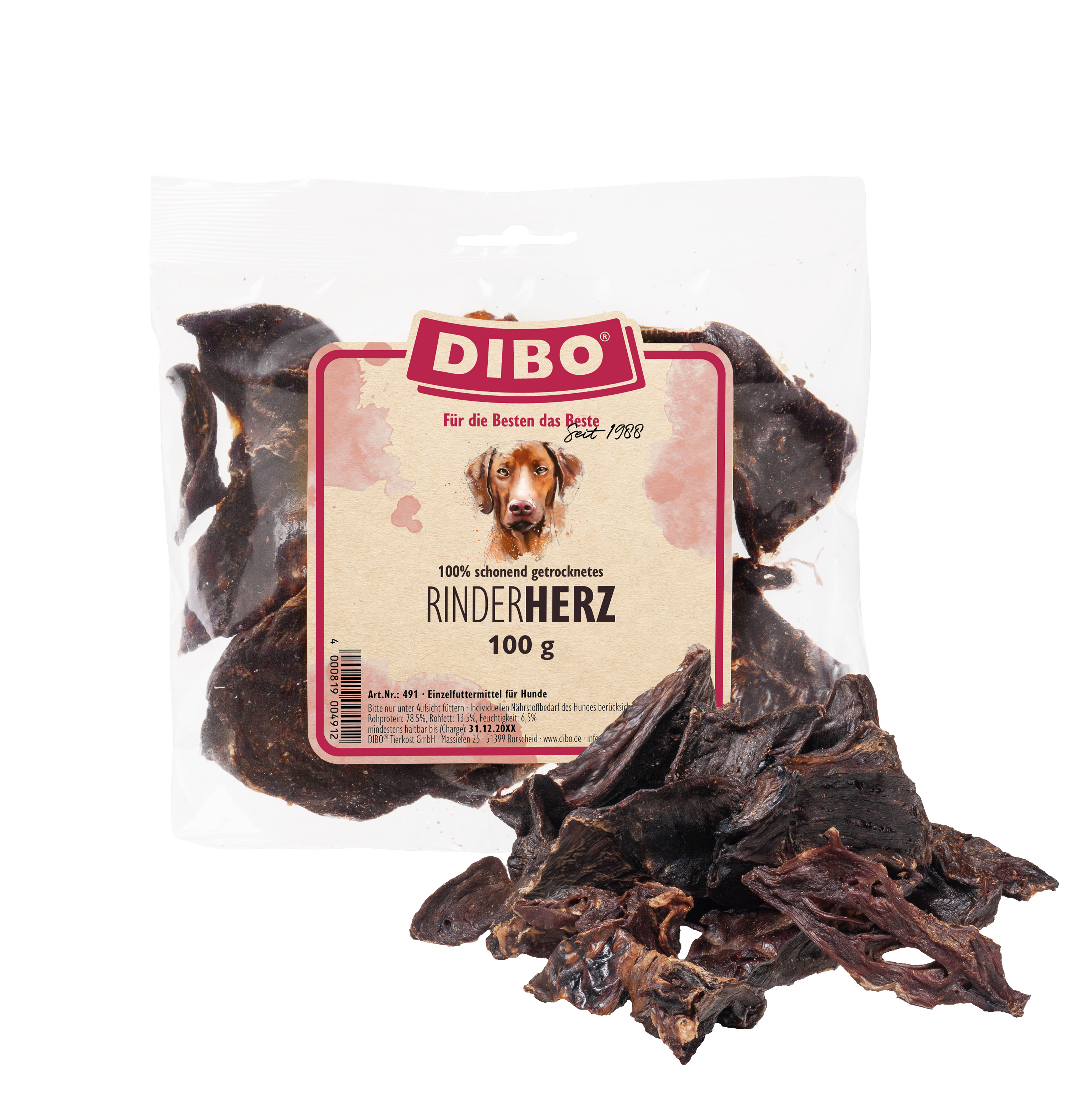 DIBO Rinder-Herz, entfettet, 100g-Beutel