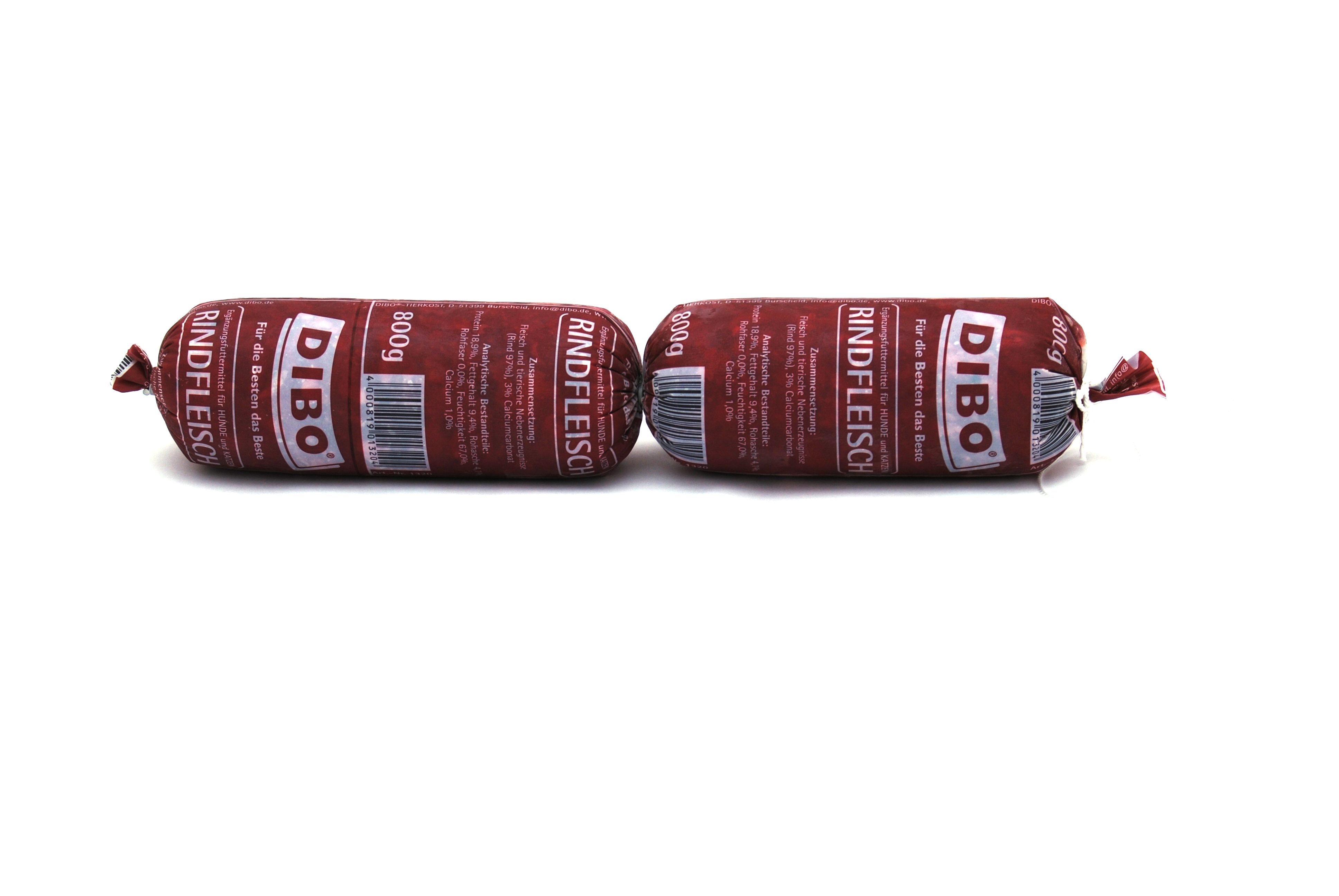 DIBO Tiefkühlwurst Rindfleisch - B.A.R.F.-Frostfutter für Hunde - 8 x 800g