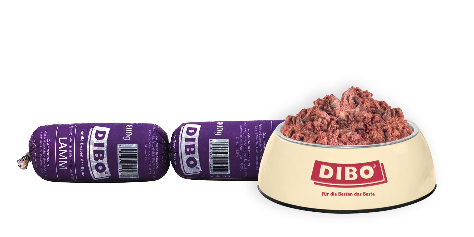 DIBO Tiefkühlwurst Lamm - B.A.R.F.-Frostfutter für Hunde - 8 x 800g