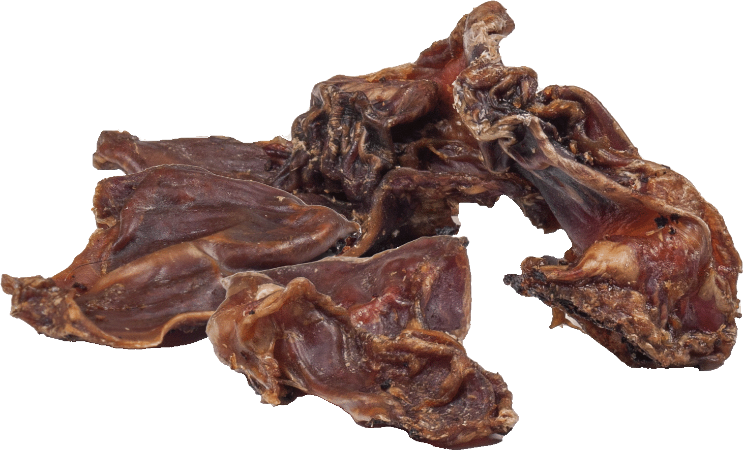 DIBO Hähnchen-Mägen, 100g-Beutel Getrocknete Hähnchenmägen als Tierfutter auf weißem Hintergrund