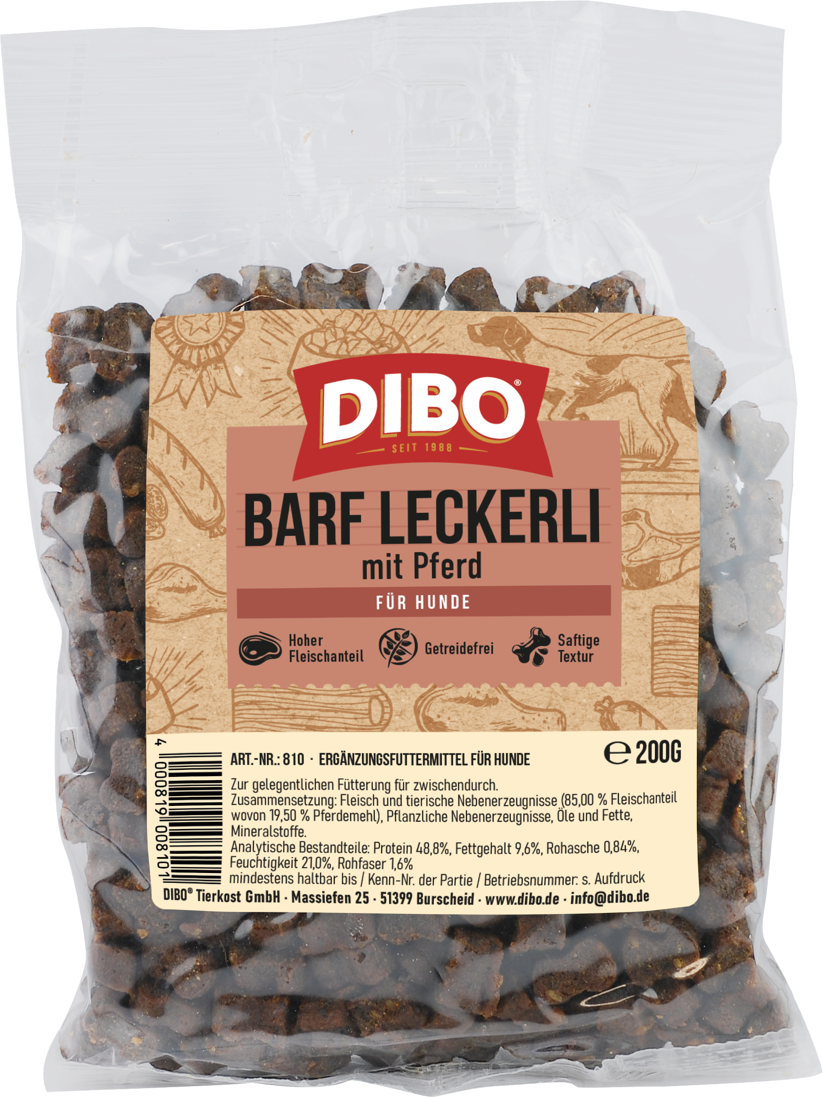 DIBO BARF-Leckerli Pferd, 200g-Beutel