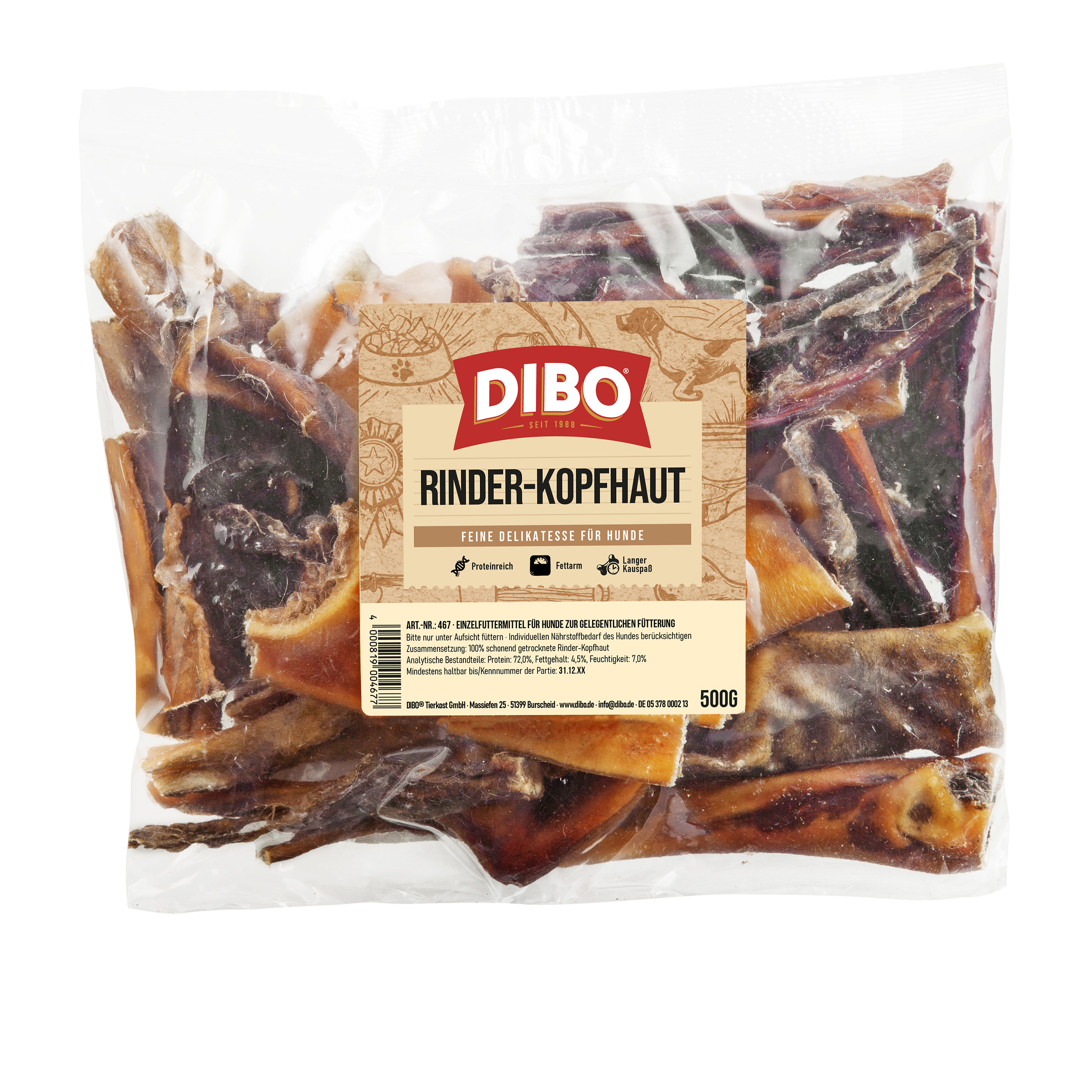 DIBO Rinder-Kopfhaut, 500g-Beutel